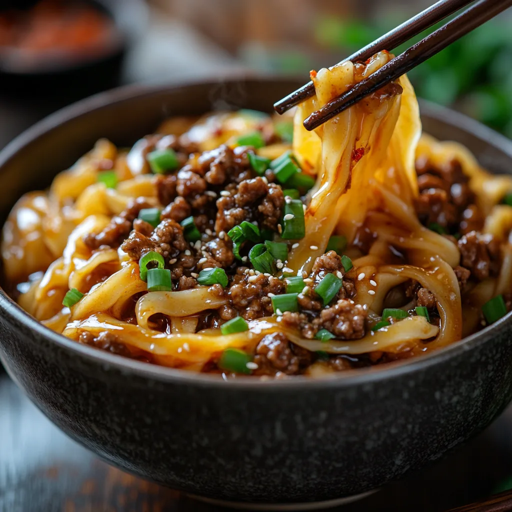 Mongolian Ground Beef Noodles