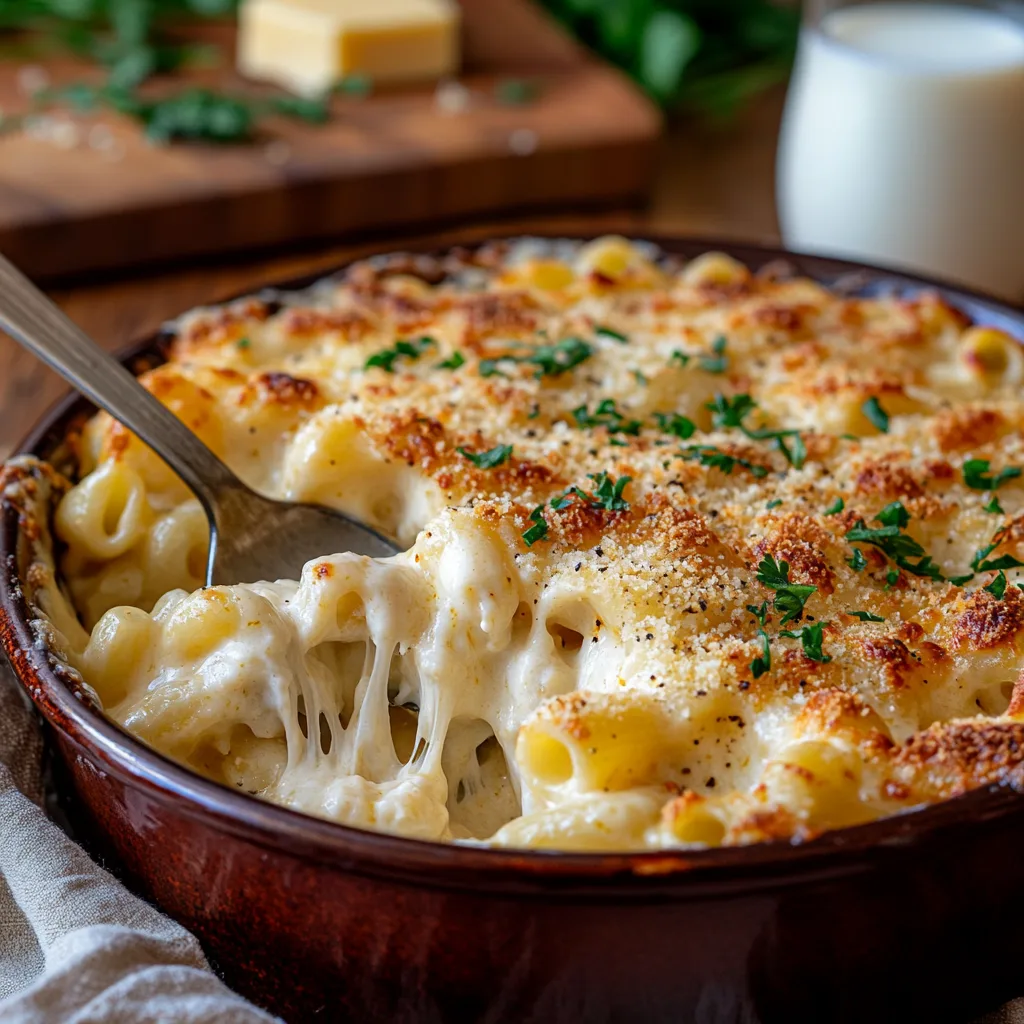 Creamy Dump and Bake Mac and Cheese