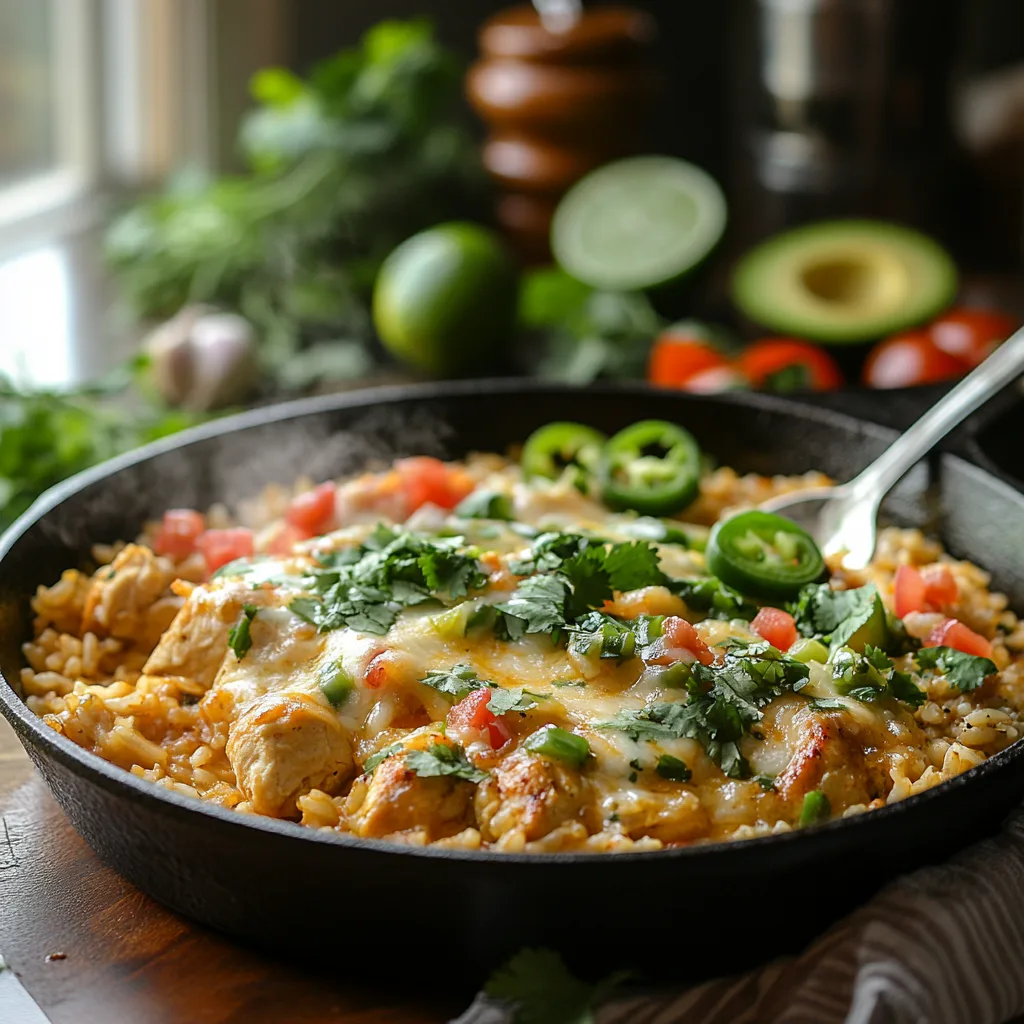 Salsa Verde Chicken Rice Skillet
