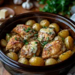 Garlic Parmesan Crockpot Chicken and Potatoes