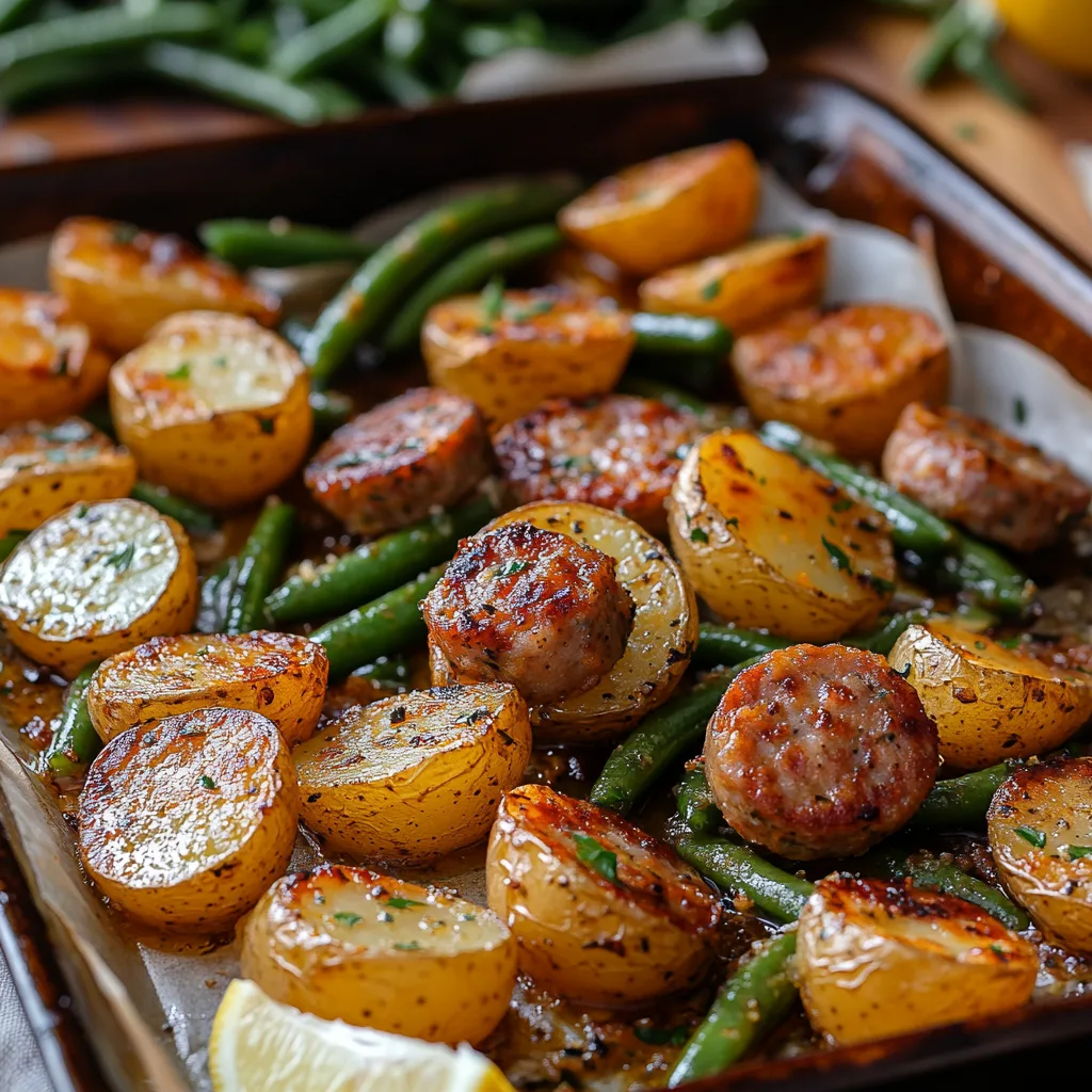 One Pan Sausage Green Beans and Potatoes